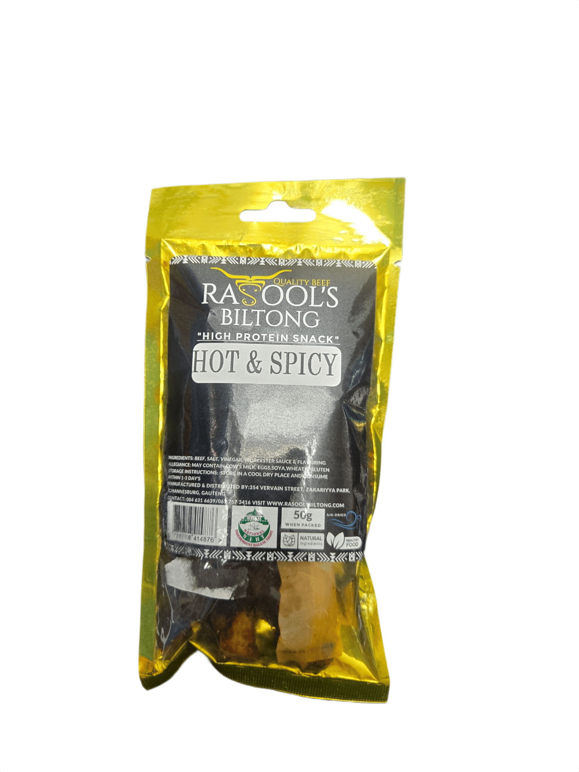 RB HOT AND SPICY BILTONG 50G
