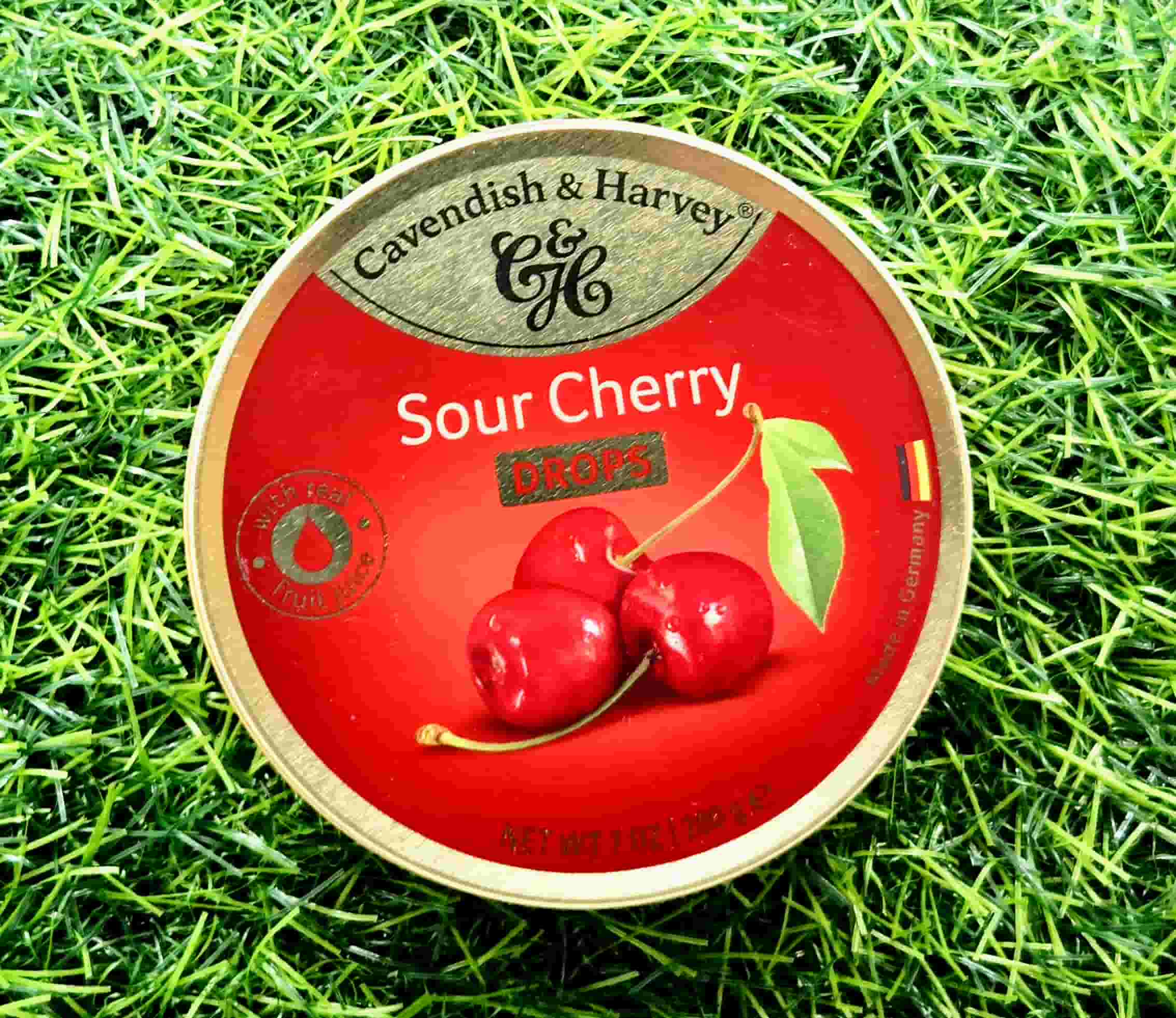 CAVENDISH SOUR CHERRY DROPS TIN