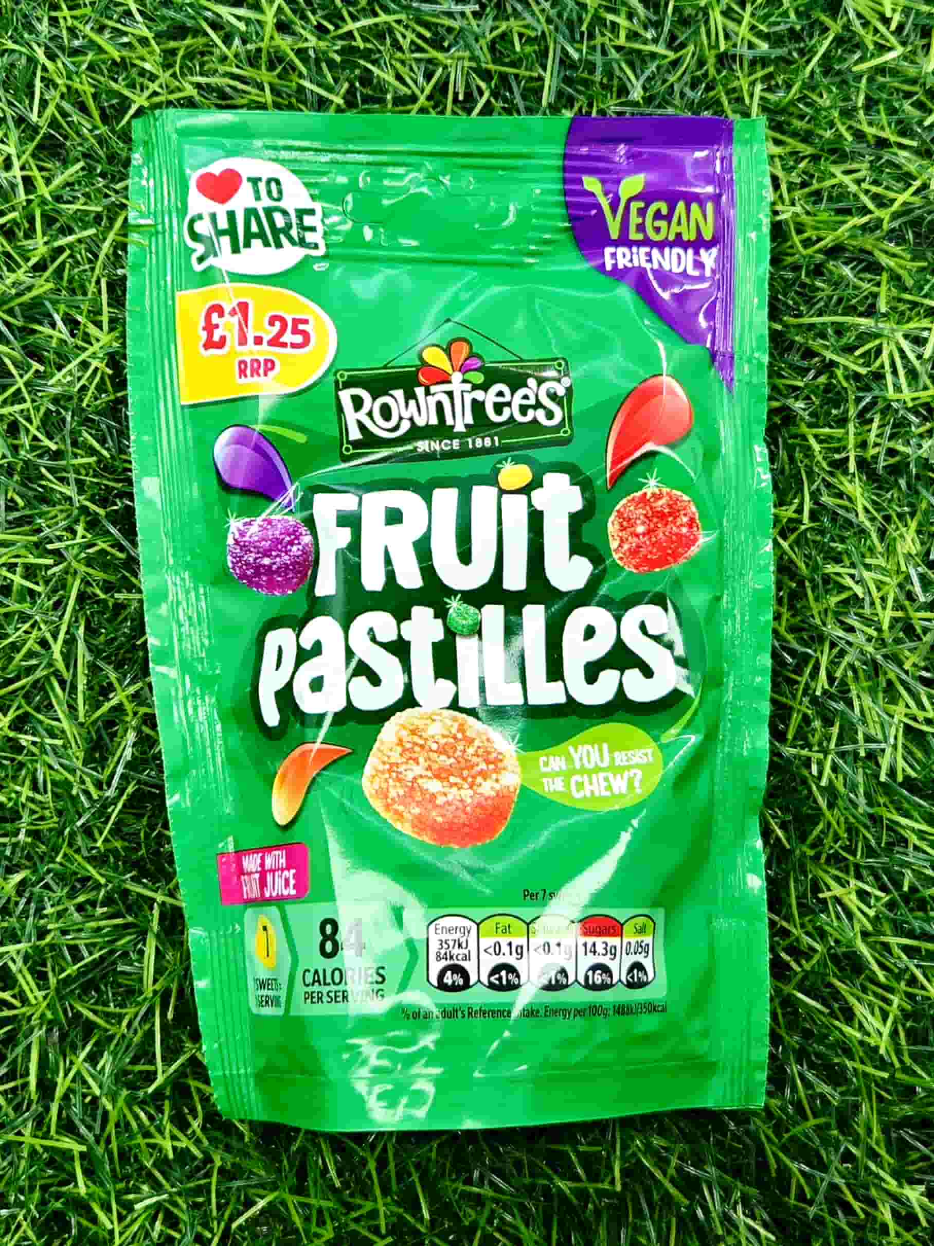 ROWNTREES FRUIT PASTILLES VEG PBAG