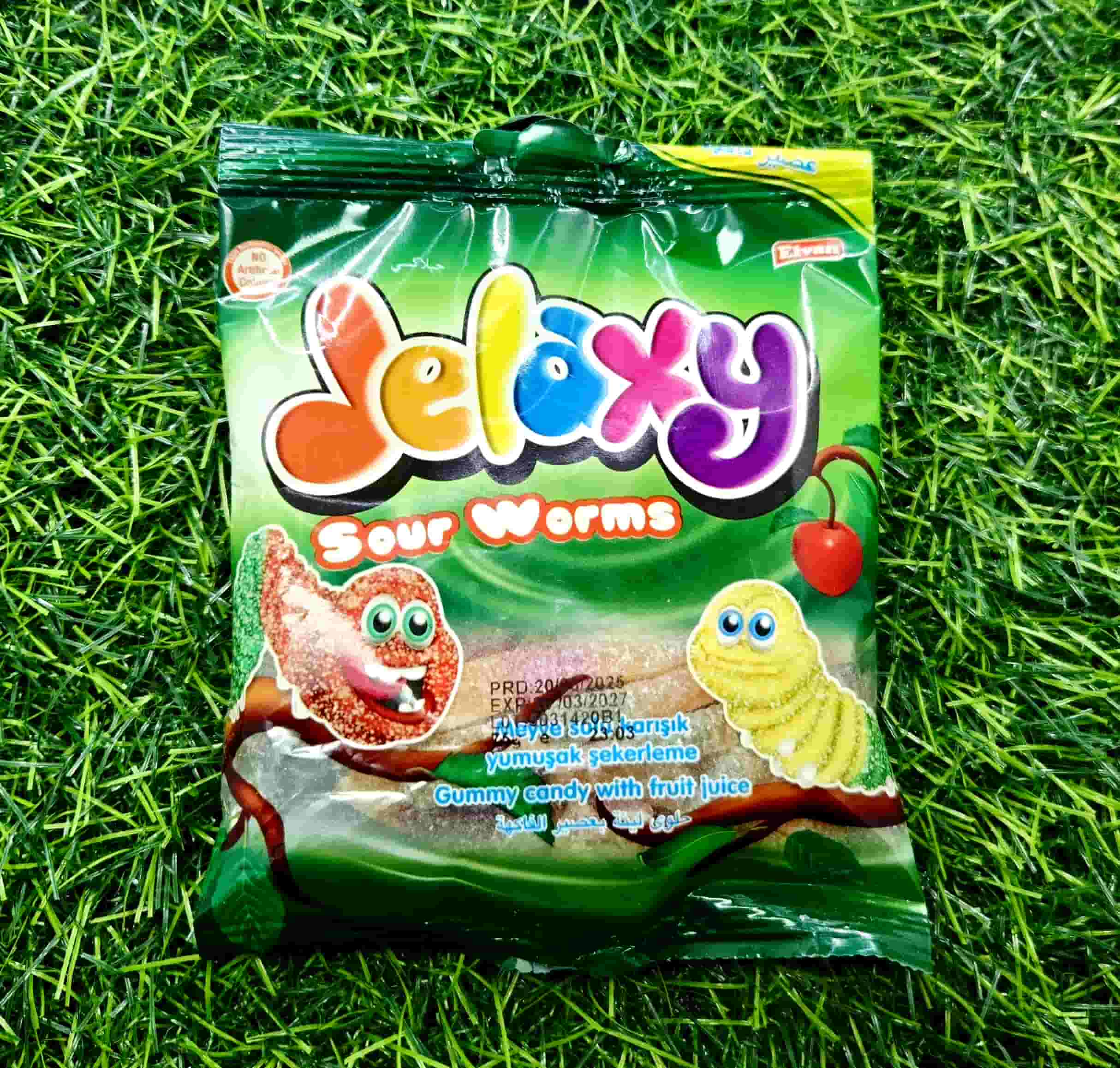 ELVAN JELAXY SOUR WORM GUMS 75G